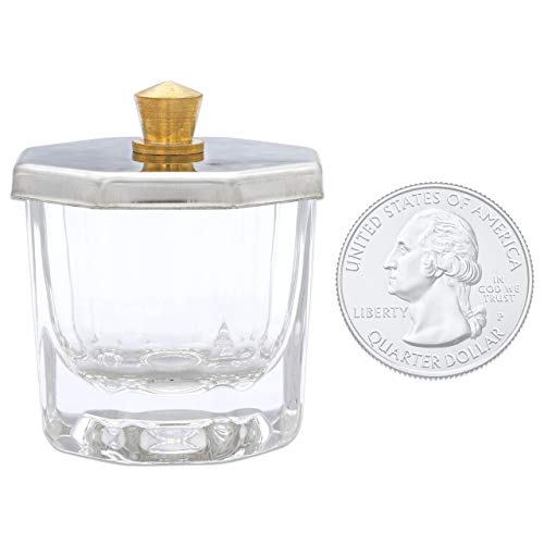 Beauticom Crystal Glass Dappen Dish for Acrylic Nail Dip Powder, Monomer, and Nail Polish Remover (Octagon Shape w/Stainless Steel Lid, 1 Piece) - Thumbnail 5