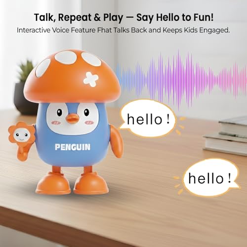 Image of WireScorts Penguin Musical Dancing Toy with Lights, Interactive Voice Recording Robot, Electric Swing and Dance, Mushroom Cap Design, Kids Sensory Toy, Toys for Babies Boys and Girls
