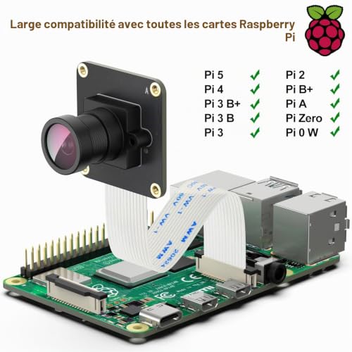 InnoMaker Global Shutter Camera Module avec capteur mono OV9281, haute vitesse 309 fps, pilote natif Raspberry Pi OS, prend en charge Rpi-Cam/Libcamera et déclencheur externe, pour tous les modèles – vue 3