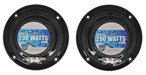 Rockville Bundle: 4 altavoces marinos y amplificador 400W miniatura 4