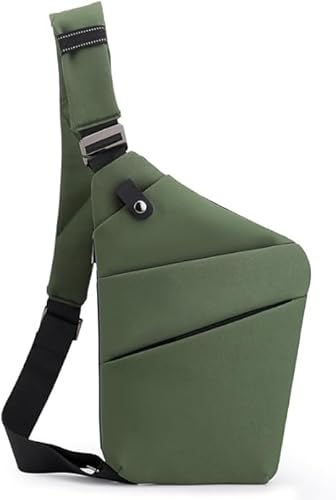 Anti Theft Travel Bag, One Shoulder Large Capacity Cross-body Bag Chest Fashion Lightweight Sling Bags for Travel Sports (Left Shoulder, Green)