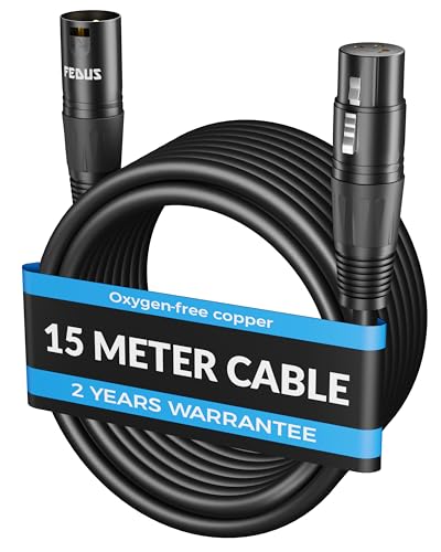 Image of FEDUS StagePro XLR Cable Male to Female 15 Meter, Professional 3 Pin Balanced Microphone Mic Cord, 24AWG Oxygen-Free Copper, Mic Wire, Noise-Free Audio & DMX Wire for Podcast, Stage, Studio Mixer