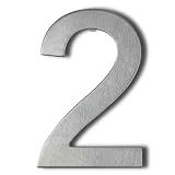  Número de casa, de acero inoxidable para atornillar, aspecto flotante, número de puerta de diseño (2, 10 cm)