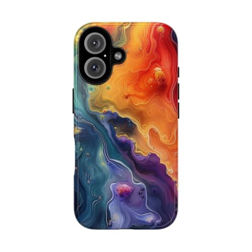 Coque iPhone 16 motif artistique fluide abstrait et éclat brillant