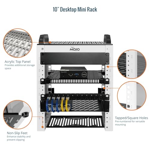 Tecmojo 6U Network Rack, 10 inch Mini Server Rack with 2 Side Translucent Panels & 2 Top Handles, 7.87 inch Deep, for 10 inch IT Equipment & A/V Devices, White by Tecmojo - Image 3