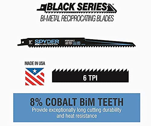 14Pc Spyder 200308 Black Series Bi-Metal Reciprocating Blade Set For Wood And Metal W/ Case Bimetal Saw Blades #TOP5