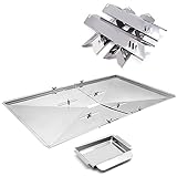 Grill Drip Pans Replacement Parts for Dyna-Glo DGF510SBP, DGF510SSP, Backyard Grill BY13-101-001-13, BHG Grill BH13-101-099-01, Stainless Steel 15 inch Heat Plates, 27in-30in Adjustable Grease Tray.