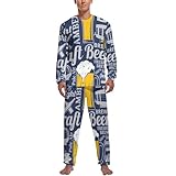 Schlafanzug Herren Schlafanzug Set Pyjamas Loungewear Nachtwäsche 2Tlg. Bier-Textur-Muster