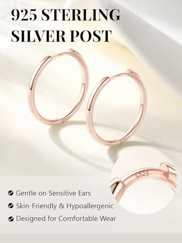 Image of Silvora 14K Gold Plated Huggie Hoop Earrings for Women, Small Sterling Silver Hoops, Hypoallergenic Cartilage Earrings for Sensitive Ears 8 /10 /12 /14 /16 /18 /20MM