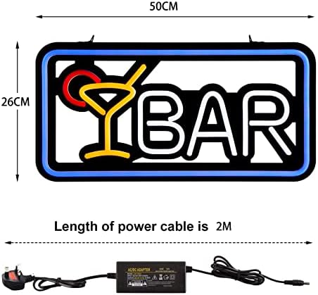 FITNATE NEON BAR SIGN,49x25CM Ultra Brighter OPEN Business Board,6Flashing Lighting Mode, Larger and Brighter (Red/Blue),Brightness Adjustable Business OPEN Sign