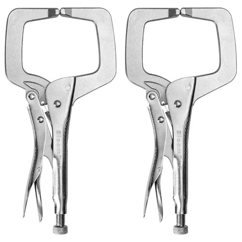 GleamRad 11-Inch Locking C-Clamp Pliers Regular Tips Heavy-Duty Welding Clamps