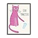 Stupell Industries Stay Pawsitive Endearing Pink Cat Knocking Over Glass, Design by Jennifer Wambach