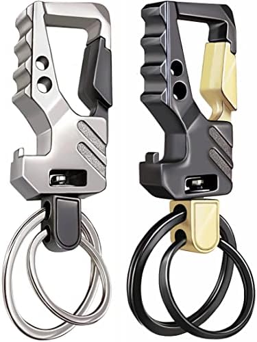 GABOX 2Pcs KeyChains EDC Key Rings Key Chains Bottle Opener Auto Car Keys Tactical Carabiner Keychain with Clip
