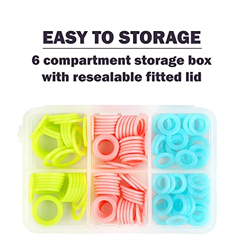 180 Pieces Stitch Loom Knitting Markers - Counter Needle Locking Stitch Markers for Crocheting with Storage Box - Plastic Ring for Sewing and Loom Knitting Accessories - Crochet Markers for DIY Craft