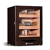 GLENCREAG Cigar Humidor Cabinet for 100 to 150 Cigars with Spanish Cedar Lining, Digital Hygrometer, Tight-Seal Magnetic Door, 3+1 Large Capacity Drawers & 2 Humidifiers, Gift for Men