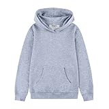 Kid Nation Kids' Soft Brushed Fleece Casual Basic Pullover Hooded Sweatshirt Hoodie for Boys or Girls L Gray Heather