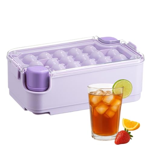 Easy Release Ice Tray, Stackable Freezer Cube Mold with Lid, Multi Purpose Silicone Ice Maker, Cocktail Whiskey Iced Tray with S