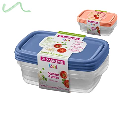 Conjunto 3 Potes Mantimento Freezer Micro-ondas Lava-louça Sanremo 785ml
