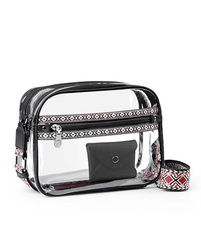 FADEON Clear Crossbody Bags for Stadium Events, Designer Adjustable Strap Women Purses, Transparent Bag for Concerts Sports