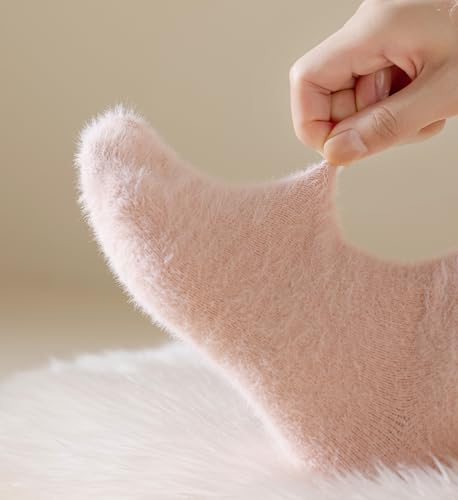 KANAV Comfy Fuzzy Socks for Women - Thermal, Fluffy, Warm Winter Thick Crew Socks in 4 Pairs4