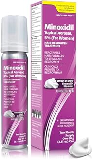 Minoxidil for Women, 2.11 Oz (2 Months Supply) Clinically Proven to Regrow Hair, Topical Aerosol Foam 5%, Hair Thinning Treatment