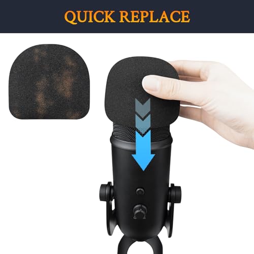 Image of SOULWIT 2Pcs Microphones Pop Filter for Blue Yeti /Yeti Pro USB, Protective Mic Cover Windscreen Foam for Logitech for Creators - Black