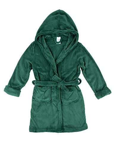 Leveret Kids Robe Boys Girls Solid Hooded Fleece Sleep Robe Bathrobe (14 Years, Green) #TOP1