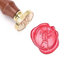 Mceal Wax Seal Stamp, Brass Seal with Wooden Handle, Victorian Letter F