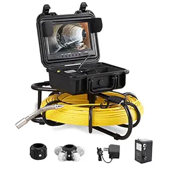 VEVOR Sewer Camera, 300 ft/91.5 m, 9" Screen Pipeline Inspection Camera with DVR Function, Waterproof IP68 Camera w/12 Adjustable LEDs, w/a 16 GB SD Card for Sewer Line, Home, Duct Drain Pipe Plumbing