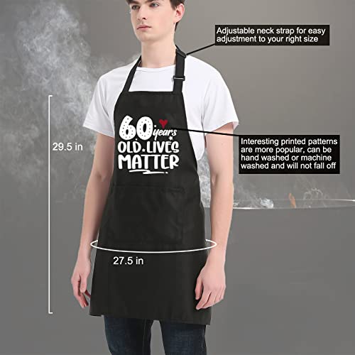 Ozoskeiw 60Th Birthday Gift For Men, 60 Years Old Lives Matter Cooking Aprons For Women 60Th Birthday Decorations For Grilling Bbq, Birthday Presents For Women Dad Mom Grandpa Grandma #TOP4