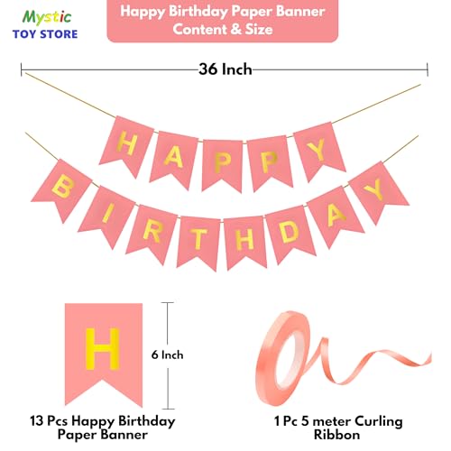 Image of Mystic Toy Store 6th Happy Birthday Decoration Kit Light Pink for 6 year Old Boys Girls Kids with Number Six Party Decorations Decor Celebration Items Item Set Combo Reusable Paper Banner