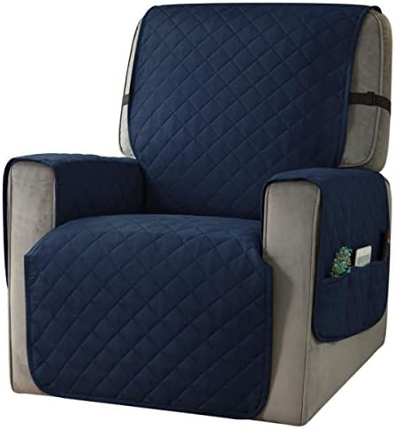 Ouka Recliner Cover for Dogs Seat Width to 25 Inch,Reversible Fabric Small Chair Sofa Protector with Elastic Straps,Non-Slip Armchair Cover for Pets and Kids(Small,Navy)