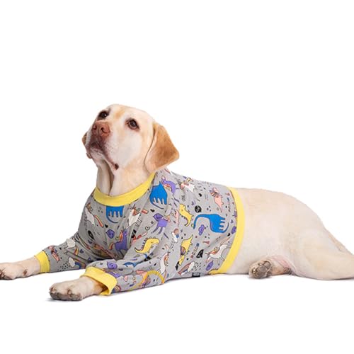 Image of Dog Elbow Protector Suit, Dog Recovery Sleeve with Elbow Protector,Dog Front Leg Surgery Recovery Clothes,Prevent Licking Wound(Yellow Dinosaur-XL)