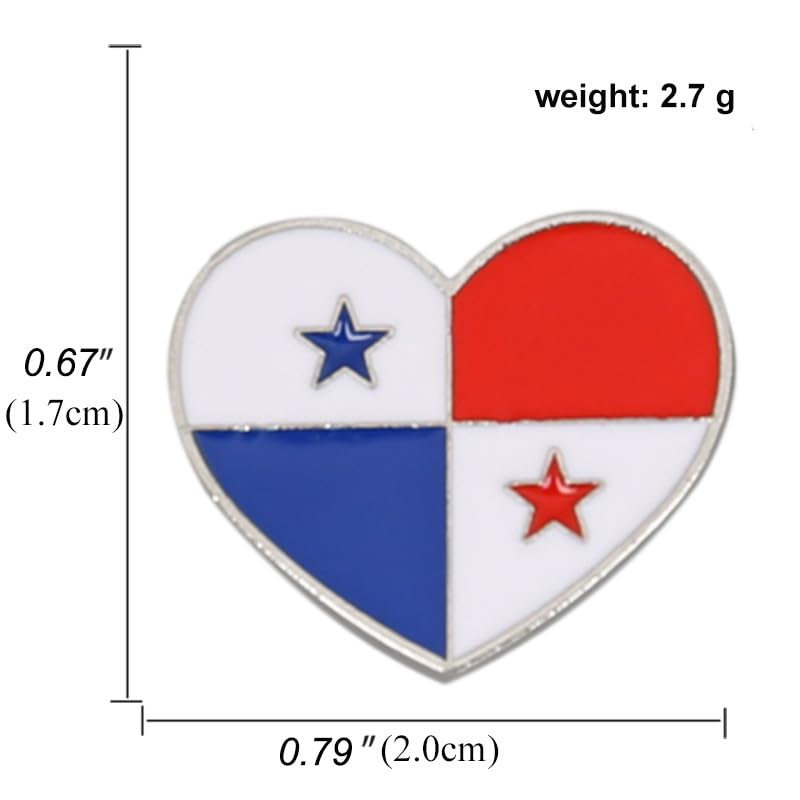 Image of Heart-shaped Panama National Flag Enamel Pin and the Panamanian Badge Brooch For Backpack and Coat