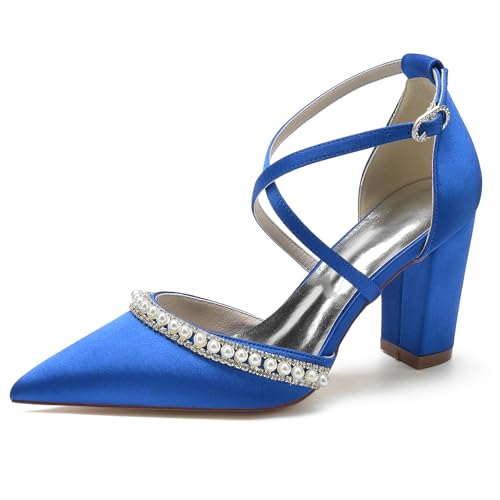Chaussures Mariage à Talons carrés bleues FGRID pour un jour inoubliable