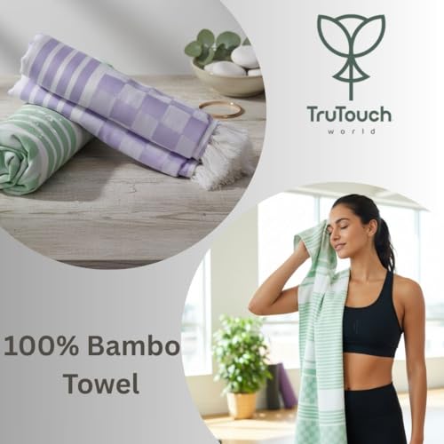 Image of 100% Bamboo Towels, Bamboo Towels for Bath, Towels for Bath Men - Ultra Soft, Lightweight, Quick Dry, Super Absorbent, Eco-Friendly Bath Towel (64x168 cm)(Green)