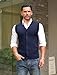 COOFANDY Men's Sleeveless Sweater Vest V-Neck Casual Cable Knit Button Down Cardigan Vest Navy Blue