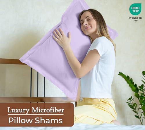 Image of Royale Linens Pillow Shams 2 Pack Standard Size 20x26 Inch - 1800 Microfiber - Bed Pillow Shams, Wrinkle Resistant Super Soft and Cozy - Back Overlap Closure - Oxford Pillowcase (Standard, Lavender)