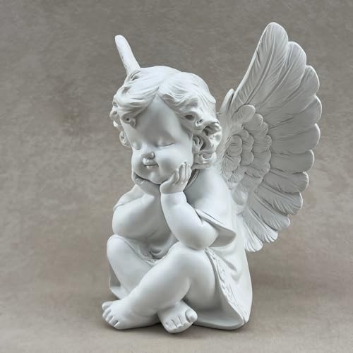 Figura Decorativa Ángel Blanco Resina 4.05x3.62x4.88 in miniatura 5