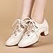 Women Ballroom Dance Shoes Rubber Sole Outdoor Performance Party Dance Shoes Fashion Leather Breathable Lace-up Dance Shoes Latin Dance Shoes (Color : White-5CM/1.96In, Size : 6.5)