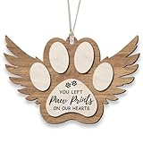 KilyHome Angel Wings Paw Print Christmas Ornament – Pet Memorial Ornament for Dogs, Sympathy Gift for Bereaved Pet Owners, Remembrance Keepsake for Dog Lovers, Wooden Xmas Ornament