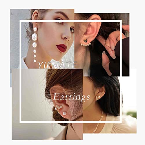 Yienate Perla Orecchini Pendenti Stud Oro Lunga