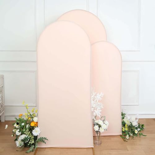 Efavormart Set of 3 Blush Rose Gold Spandex Arch Covers,