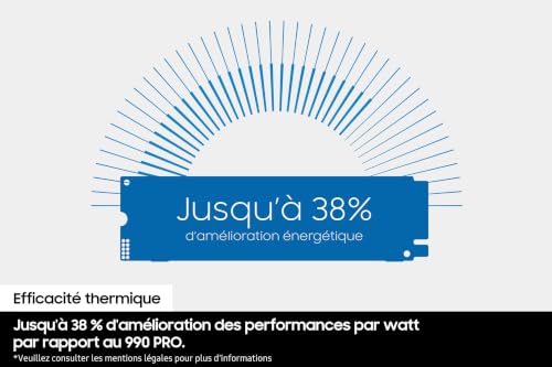 Samsung SSD Interne 990 NVMe M.2 PCIe 4.0 x4 NVMe 2.0, 1 to, Vitesse de Lecture jusqu'à 7250 Mo/s, MZ-V9V1T0BW
