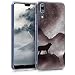 Produktbild kwmobile Hülle kompatibel mit Huawei P20 - Handyhülle Silikon Case - Wolf Berglandschaft Schwarz Weiß Schwarz