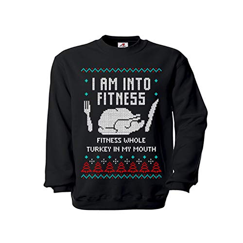 Pull de Noël humour dinde fitness noir taille M avec coupe confort Copytec
