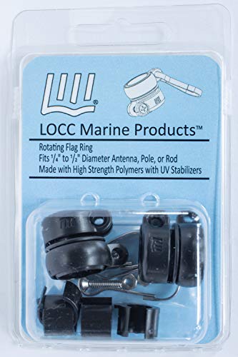 Locc Marine Products 1/2" Flag Mounting Rings Manufactured Utilizing Engineered Plastic With Uv Stavilizers. Includes Stainless Steel Flag Clips - Range Of Use - 1/4" To 1/2" (Black) #TOP3