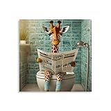 TcnBzydkij Square Canvas Bathroom Decor Giraffe Wall Decor Poster Animals Reading Newspaper Theme Bathroom Wall Art Print Toilet Wall Decor Home Gift 12x12inch Unframed, style-20