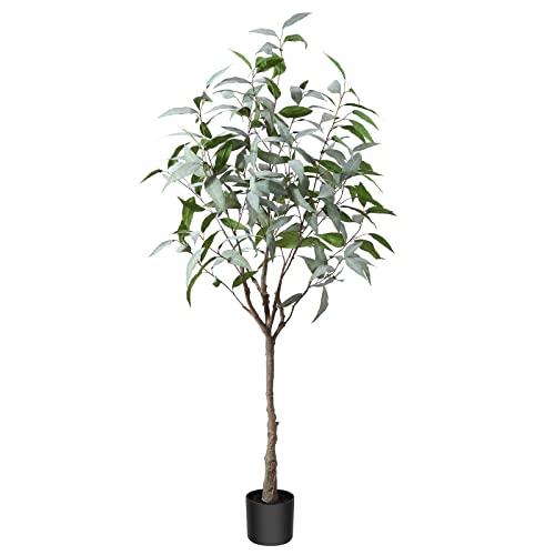Oakred Artificial Eucalyptus Tree 5Ft Tall Fake Eucalyptus Plants Large Faux Trees Artificial Silk Plants For Home Decor Indoor Outdoor Office Gift Ornaments, Set Of 1 #TOP6