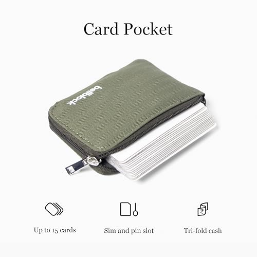 Image of Bellblock Canvas Card Holder Wallet for Man /Women | Upto 15 Cards, Folded Cash & Coins | Coin Pouch | Credit /Debit Card Holder for Men /Women | Gift for Man /Woman | Olive Green